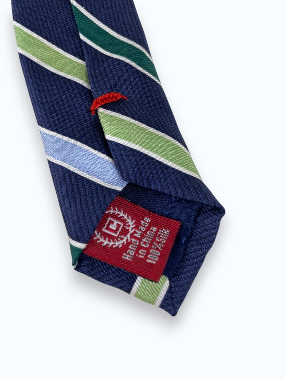 Ralph Lauren Chaps Vintage Navy Green Striped Silk Repp Tie - Picture 3 of 6